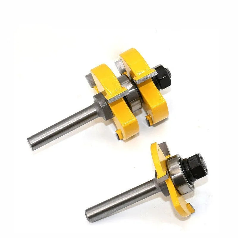 Carbide T-slot milling cutter with three teeth and 8mm straight shank for woodworking.