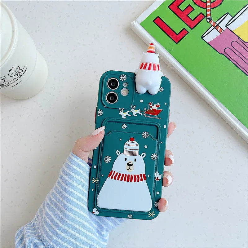 Soft silicone iPhone case with card storage compartment in multiple colour options