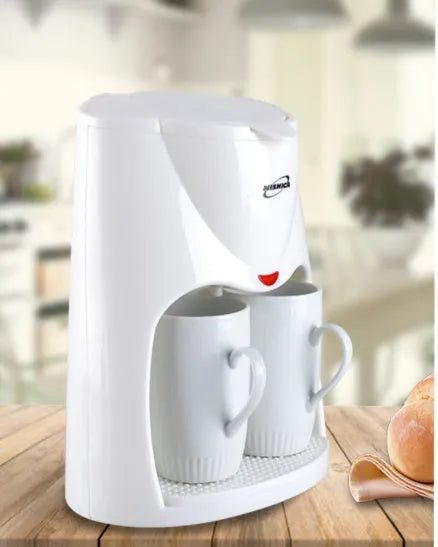 Automatic American coffee machine 230V 500W dual cup black model with two 180ml cups and spoon