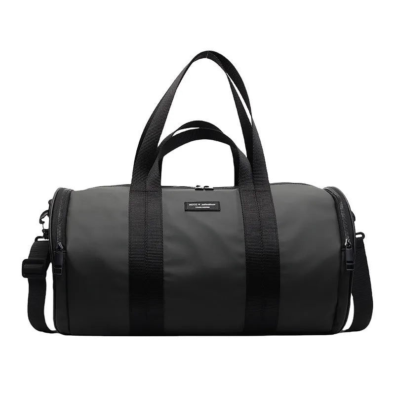 Waterproof Oxford cloth travel bag for sports and leisure in black, dark gold, and dark grey colours