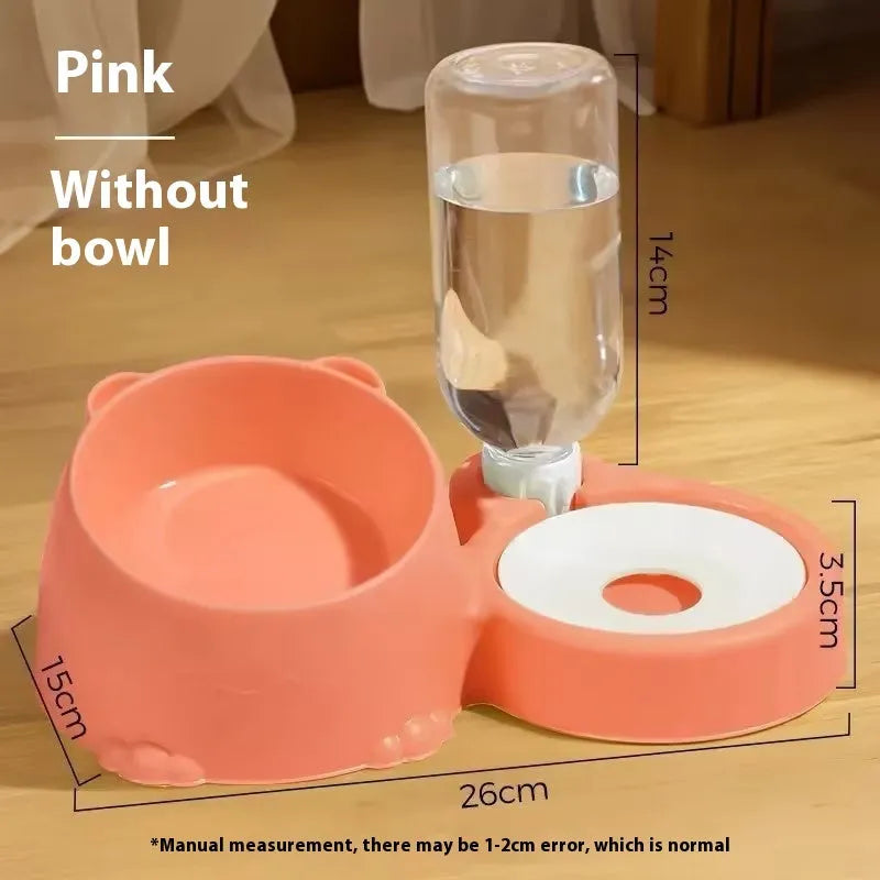 Grass green ceramic double bowl automatic pet drinking fountain with stainless steel and plastic reservoir