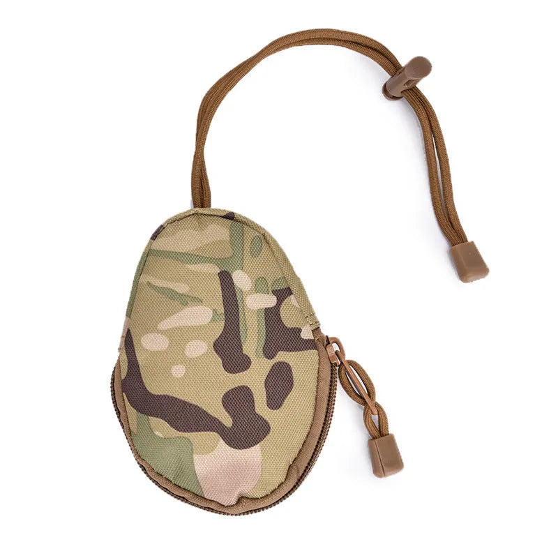 Outdoor multifunctional key bag made from Oxford cloth with telescopic rope, shown in black colour.