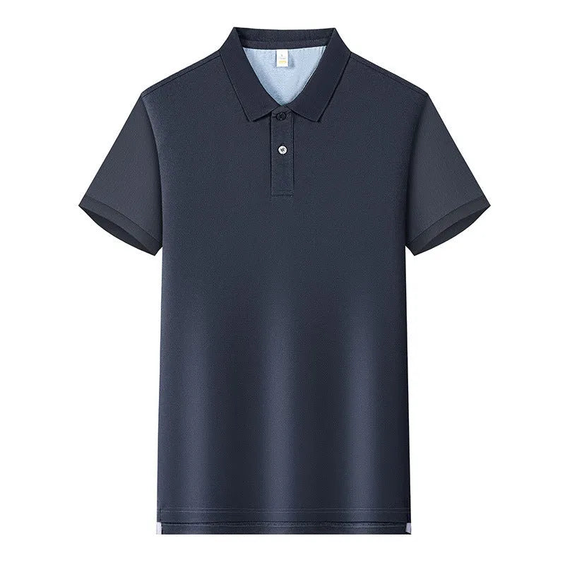 220g Back of Turtle split solid colour polo collar t-shirt in cotton blend fabric