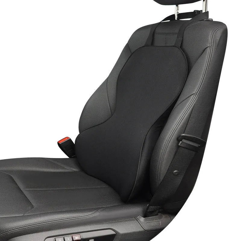 Memory cotton car cushion in solid colour on vehicle seat providing waist and back support