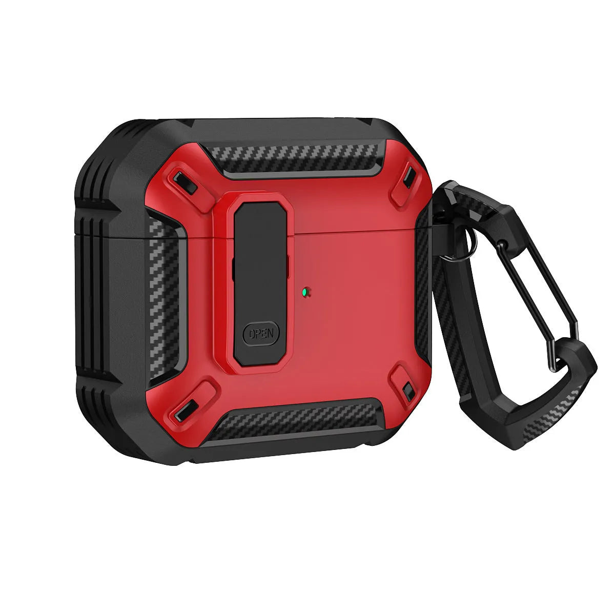 Plastic clamshell AirPods case with hook in two-colour design options