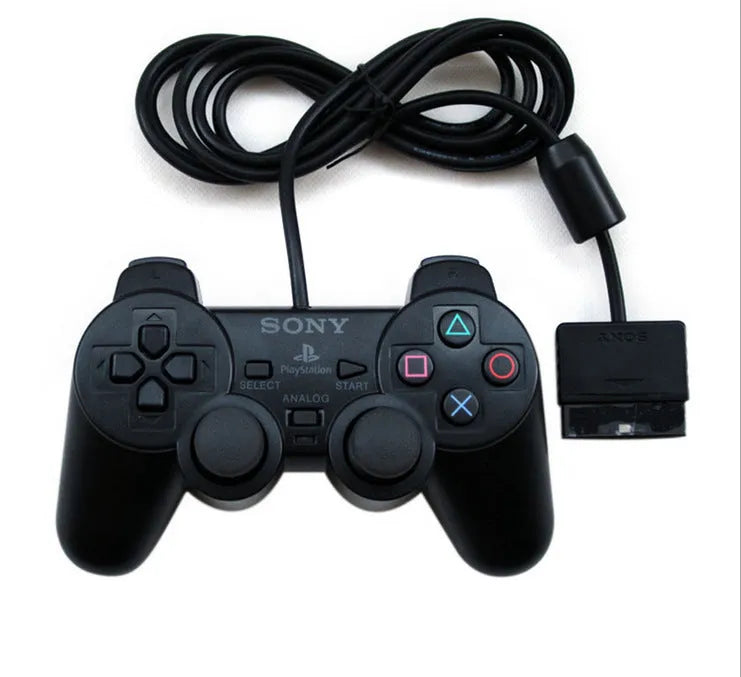 PS2 wired vibration controller with USB connection in bare metal colour options