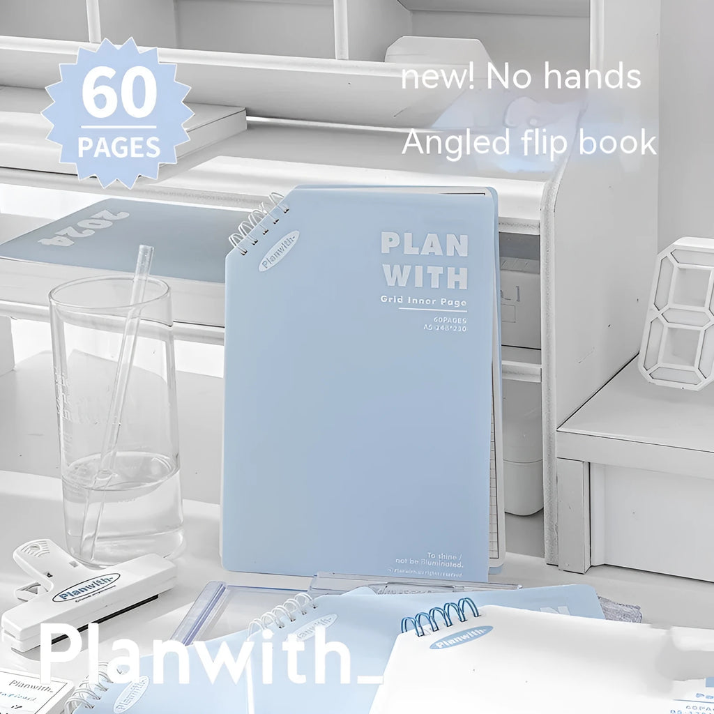 Salt series artsy student draft notebook in A5 and B5 sizes with plaid blue or white cover options.