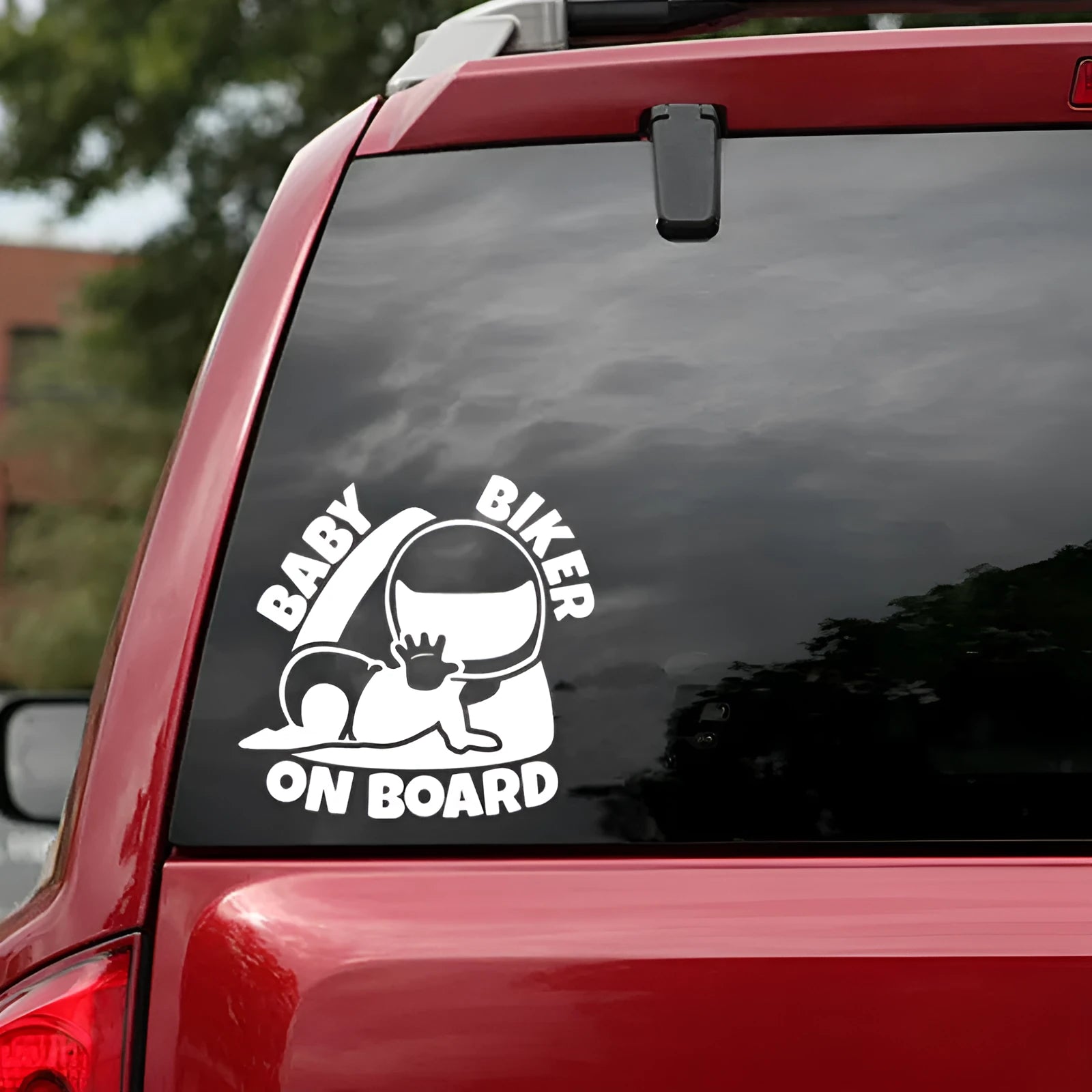 Reflective BABY ON BOARD warning car sticker in black and white colour options
