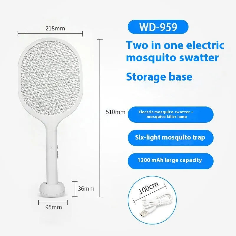 Rechargeable electric mosquito swatter with ABS plastic construction for indoor insect control