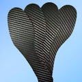 Black 3K carbon fibre running insoles showing full palm design for shock absorption in athletic footwear