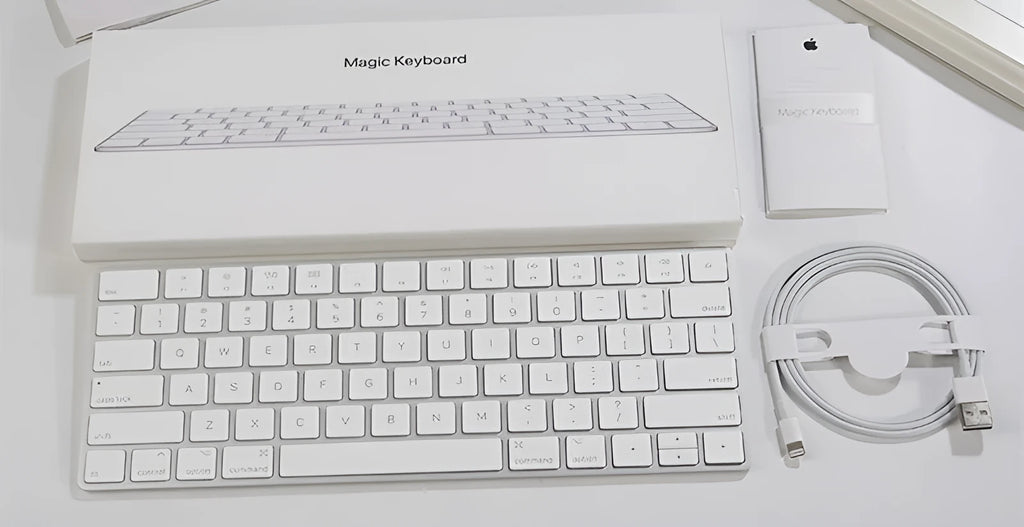 White Apple G6 Bluetooth wireless keyboard with ultra-thin metal construction