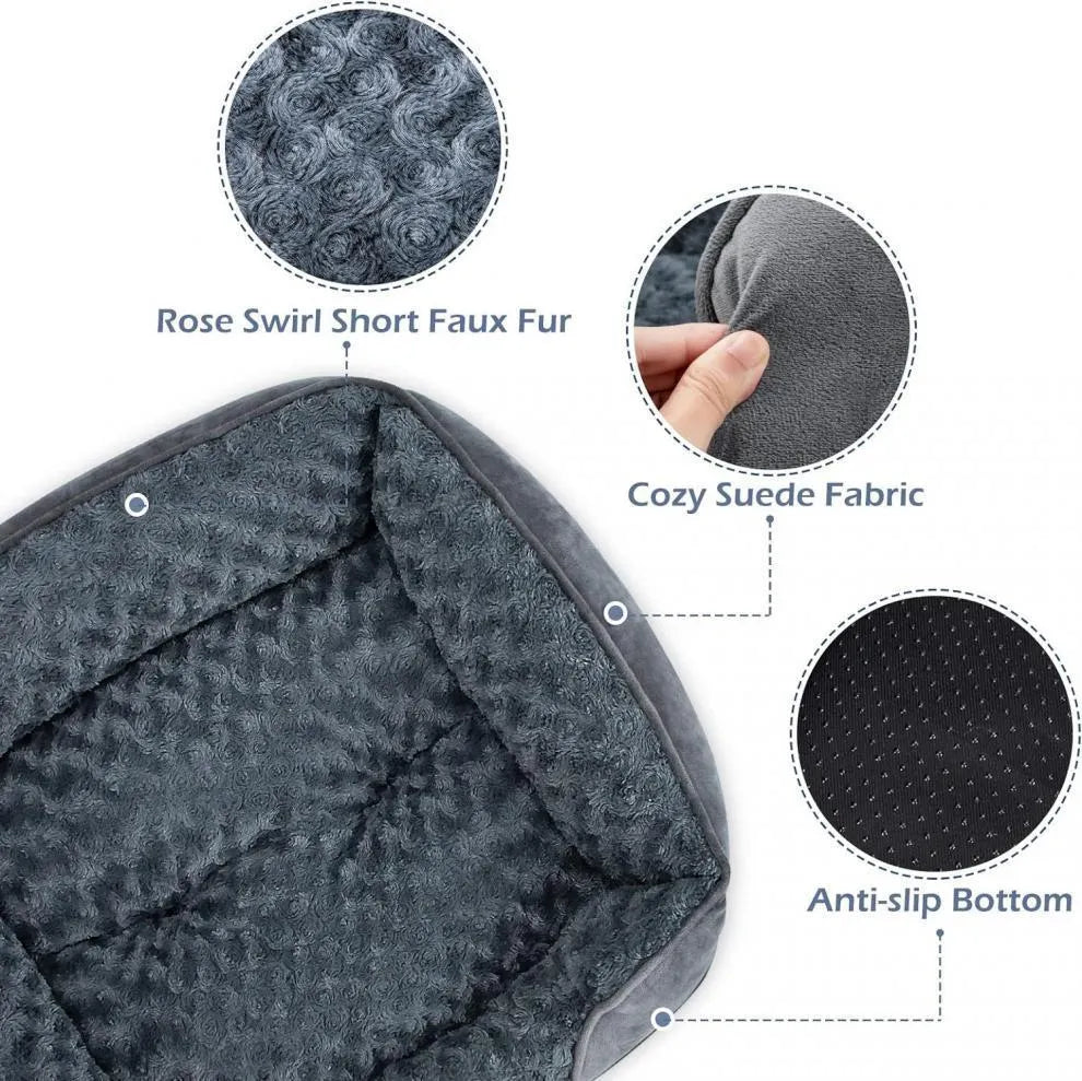 Beige and grey Golden Retriever stuffed soft pet kennel bed for dogs and cats