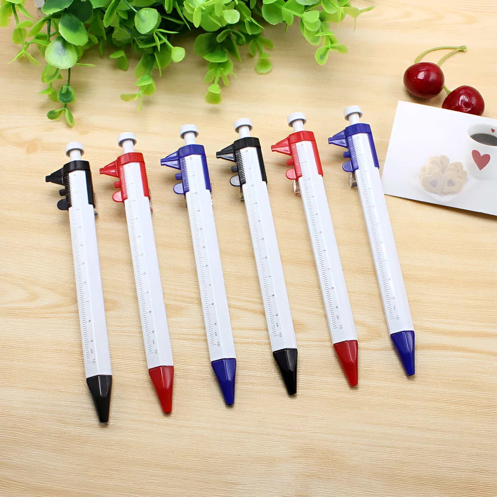 15cm multifunction ballpoint pen with integrated vernier caliper measurement scale in various colours