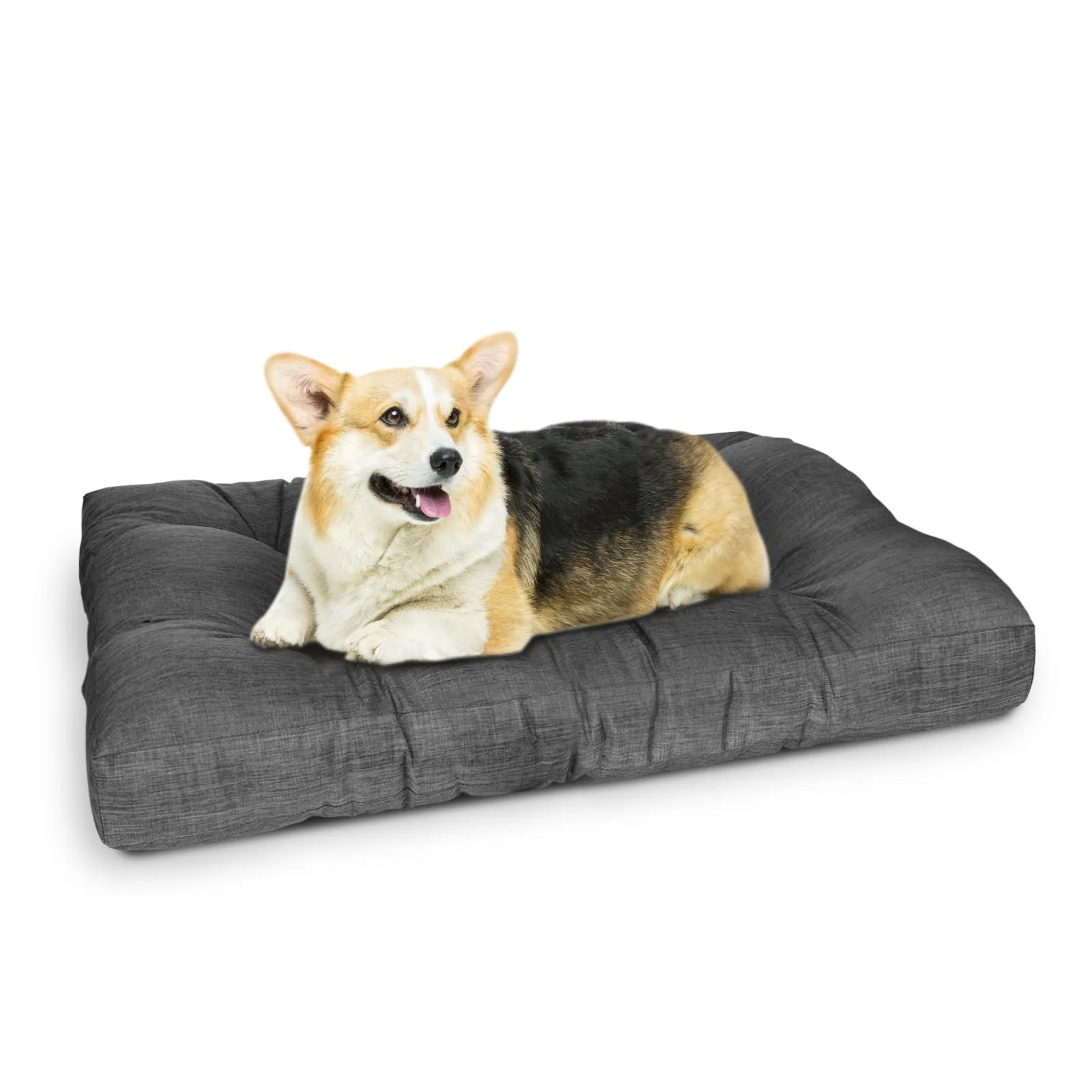 Thick gray polyester kennel nest dog bed for large dogs, 98x77x12cm, on floor