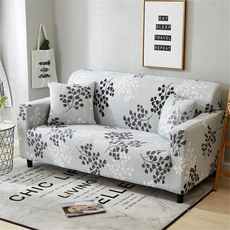 Elastic all-inclusive polyester sofa cover with striped pattern in modern simple style