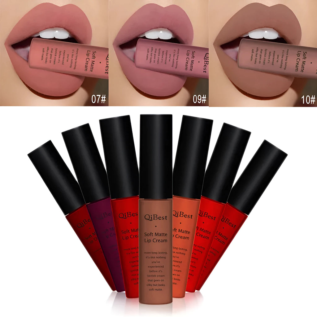 Qibest matte lipstick in single pack 20 g non-stick formula 34 colour options