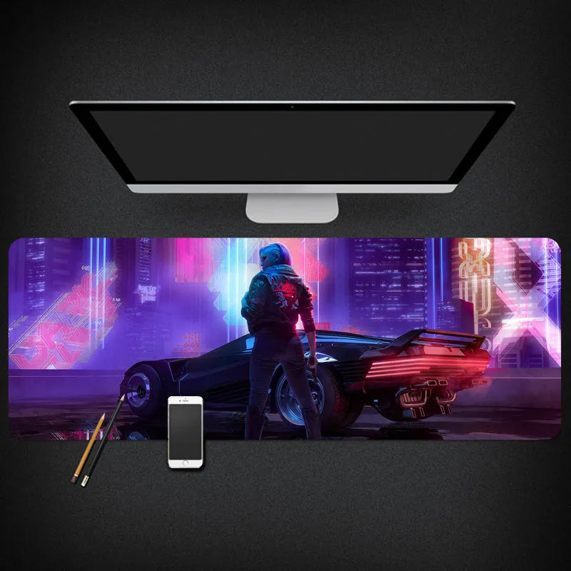 Extended gaming mouse pad 300x800x3mm rubber base cloth surface black for keyboard and mouse