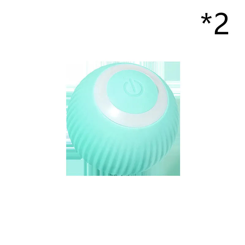 Green automatic rotating ball cat toy with 43mm diameter for claw control and intelligent obstacle avoidance