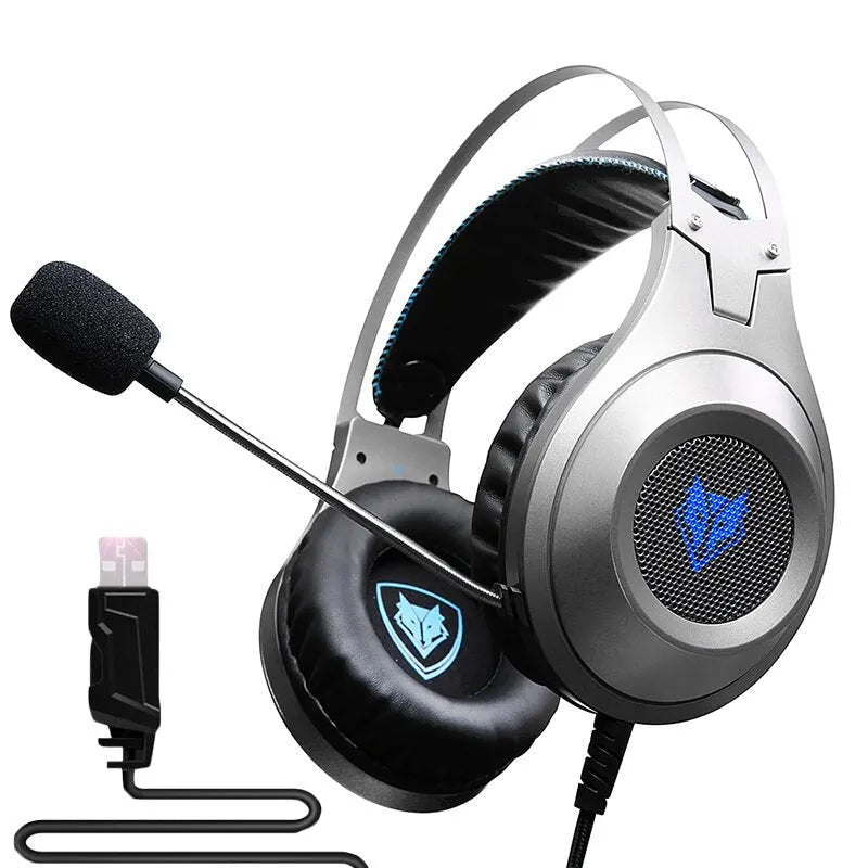 NUBWO N2 black gaming headset with microphone and volume control on earmuff