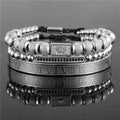 Vintage crown braided bracelet in titanium steel, gold colour option