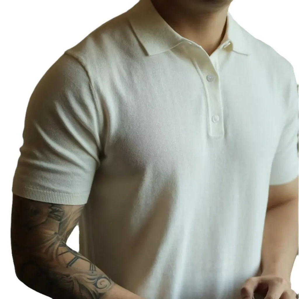Men's cotton ice silk polo shirt with classic collar and short sleeves in multiple colour options