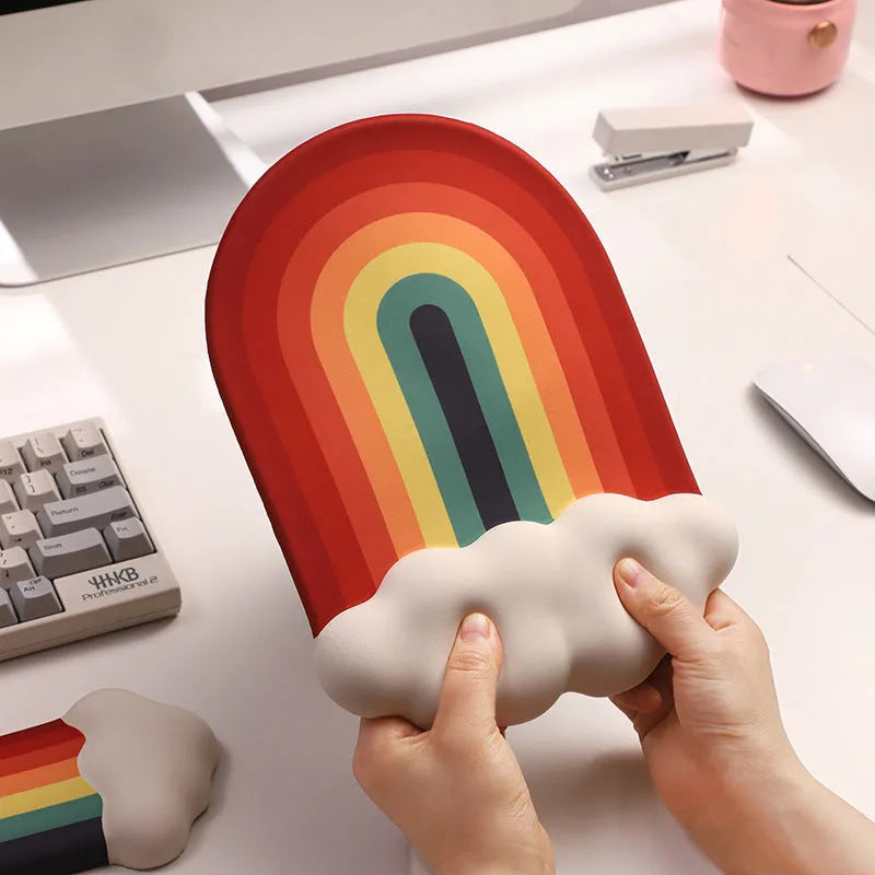 Silicone mouse pad and keyboard wrist rest set with pastoral cloud design in choice of colours
