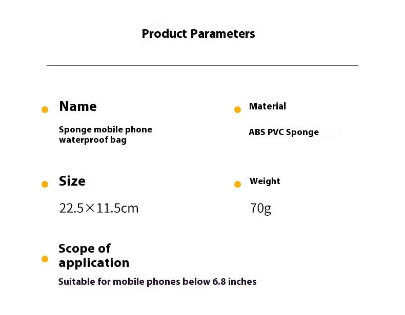 Floating waterproof phone bag 6.8 inch black PVC sponge for swimming and diving