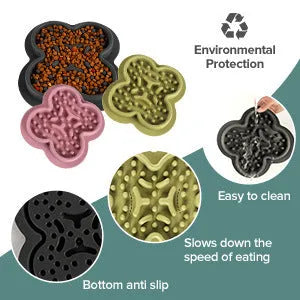Silicone pet licking pad for cats and dogs with textured surface and non-slip base