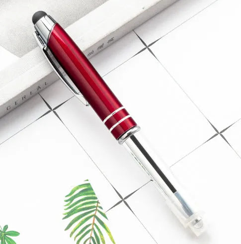 Multifunctional metal capacitive stylus ballpoint pen with LED light in five colour options