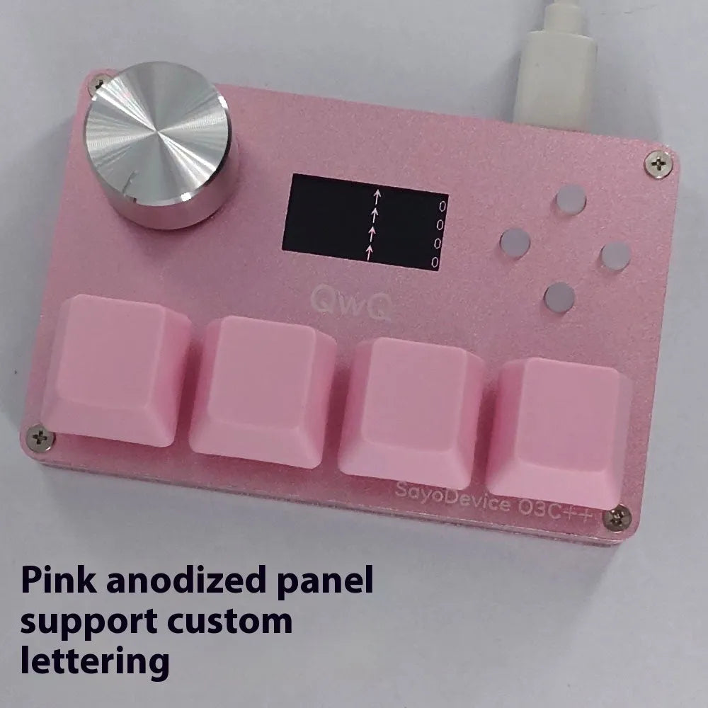 Customisable magnetic axis numeric game keyboard with screen and control knob in black, pink, silver, or white