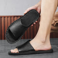 Men's brown leather casual sandals with rubber soles for spring and summer outdoor wear