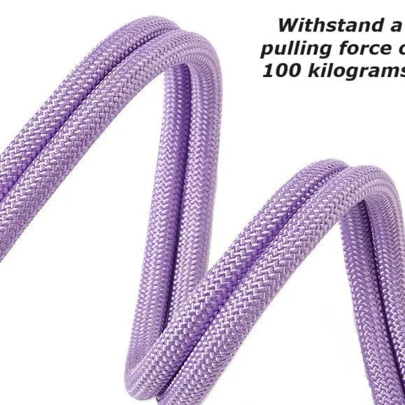 Dog traction rope leash with foam handle in four colour options: black, light purple, sky blue, yellow