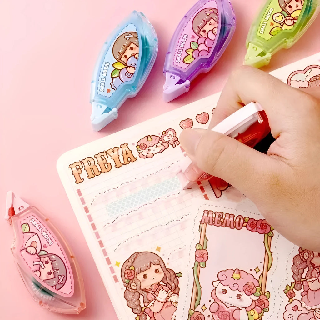 Cute fruit juice colour dotting glue with plastic applicator for double-sided traceless adhesion