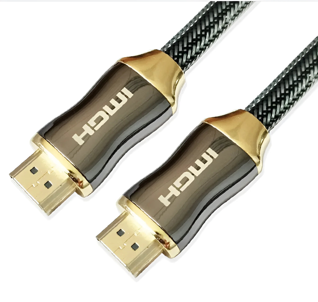 High-speed HDMI 2.0 cable for 4K video projectors and TVs, shown with connector detail.