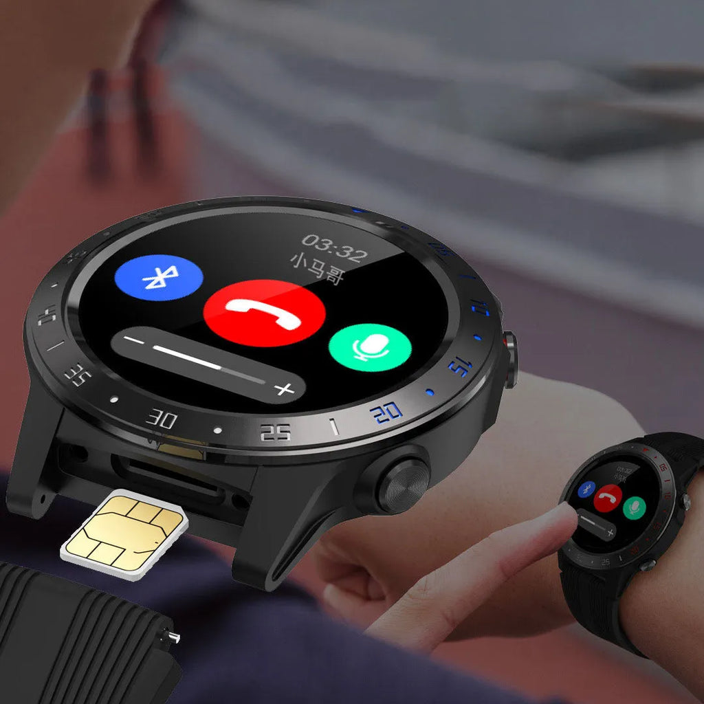 Sports mode card watch with 1.3 inch IPS touch screen, liquid silicone strap in black colour on wrist