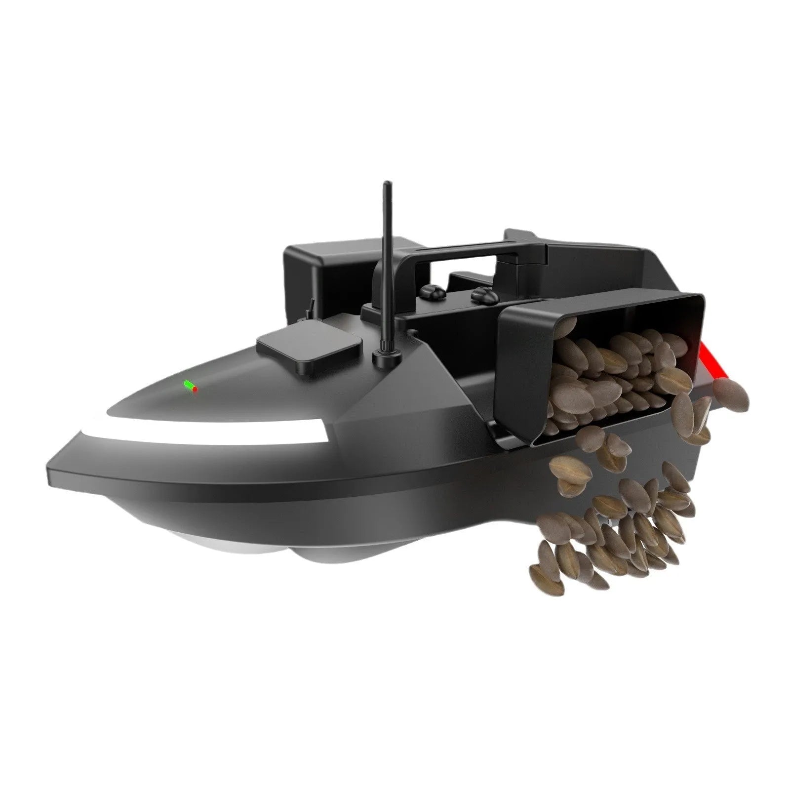 V020 black and luminous yellow remote control GPS fishing boat with handbag and transmitter on grass