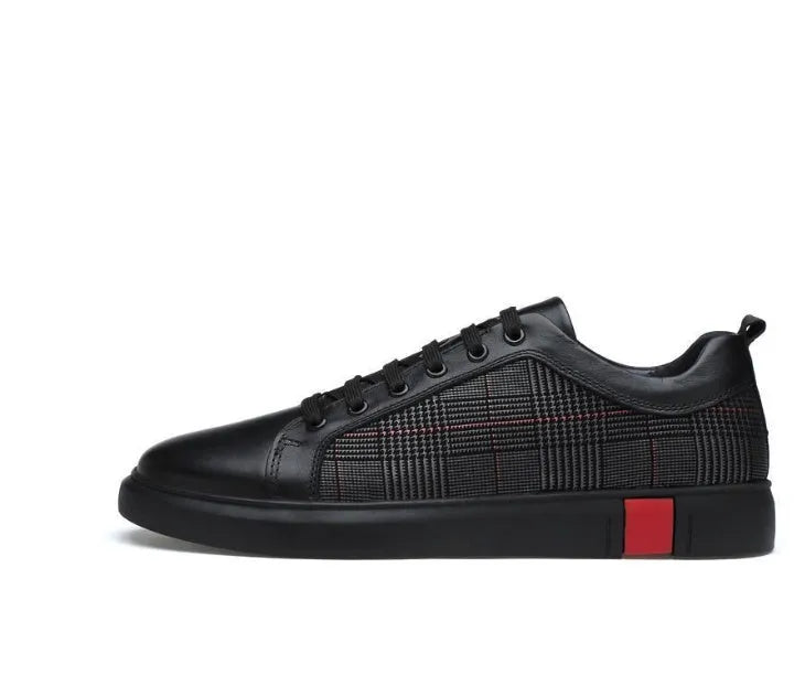 SOLEY genuine leather lace-up sneakers for men, soft touch upper, rubber outsole, side view