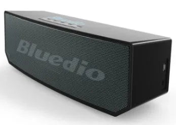 Black BS-6 cloud smart speaker showing front grill and compact rectangular body.
