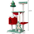 Cat scratching post integrated toy in Christmas colours with density board construction