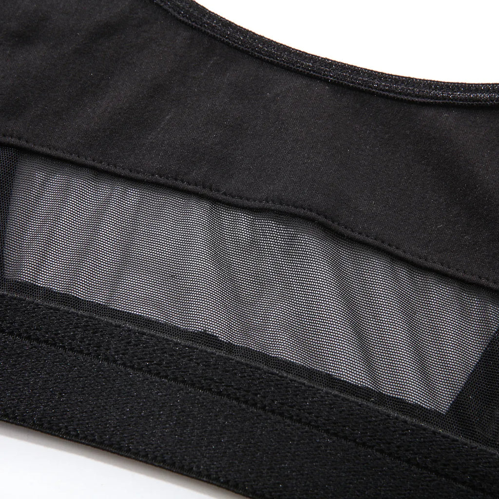 Women's black underwear set with full cup bra and matching pants