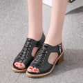 Women's retro sandals with side zipper in black, creamy white and white colours showing 3-5cm mid-heel
