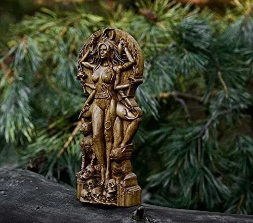 A detailed resin statue of a Greek goddess, 22cm tall, for altar or garden display.