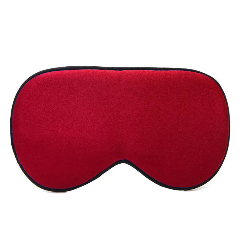 Double-sided mulberry silk sleep mask with embroidered print in various colours.