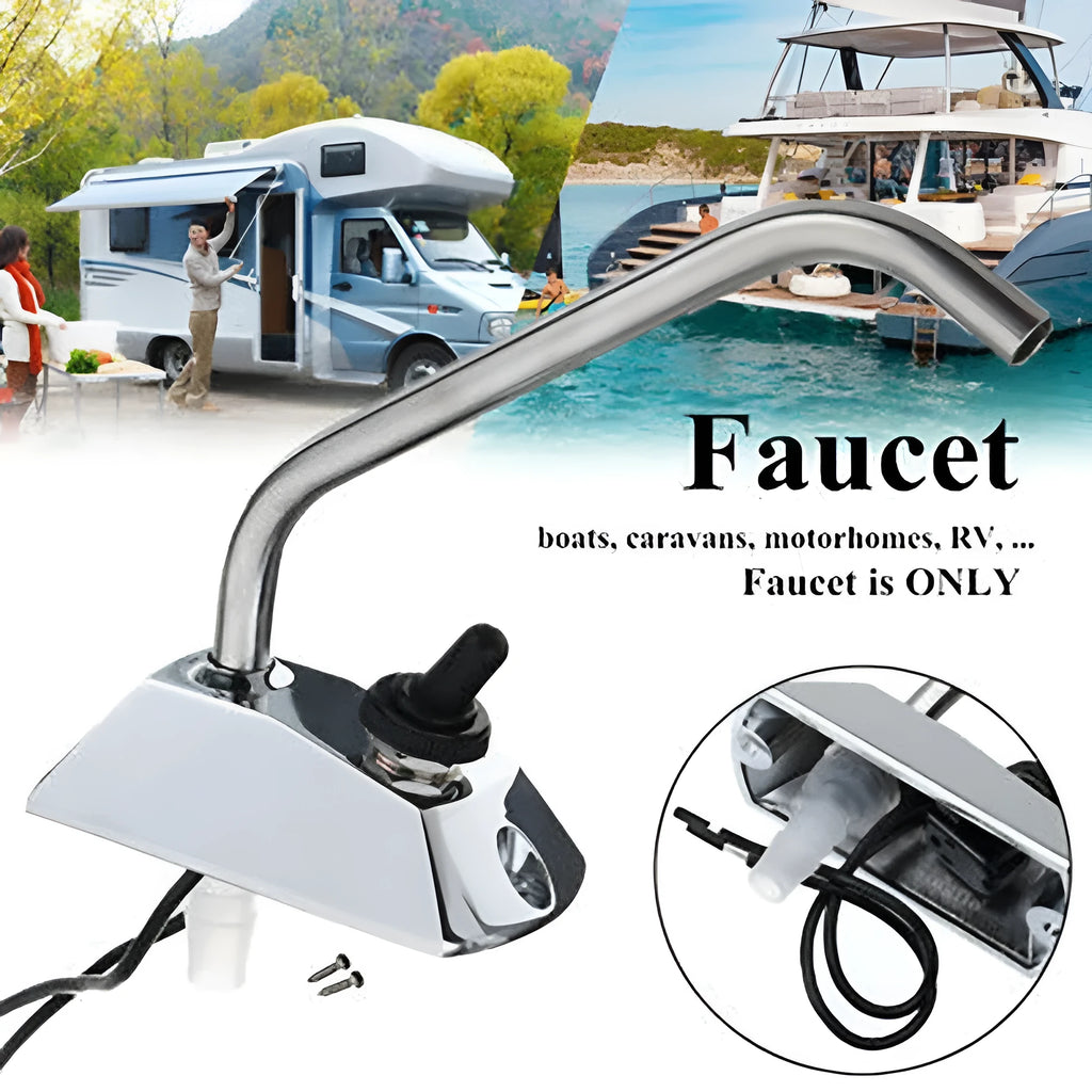 316 stainless steel RV faucet with electronic control and rotating spout
