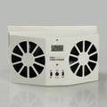 2W solar car exhaust fan with three-speed control and 800 mAh battery, white plastic blades