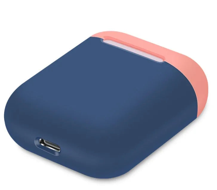 Silicone protective sleeve for AirPods charging case in split design showing colour options