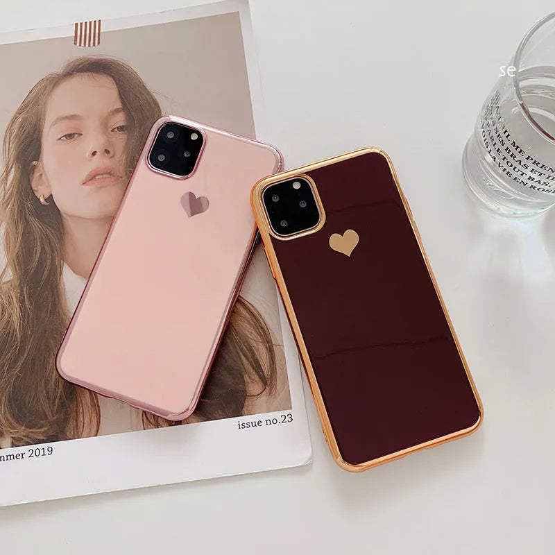 Solid colour TPU phone case for iPhone shown in blue, claret, pink, and green options