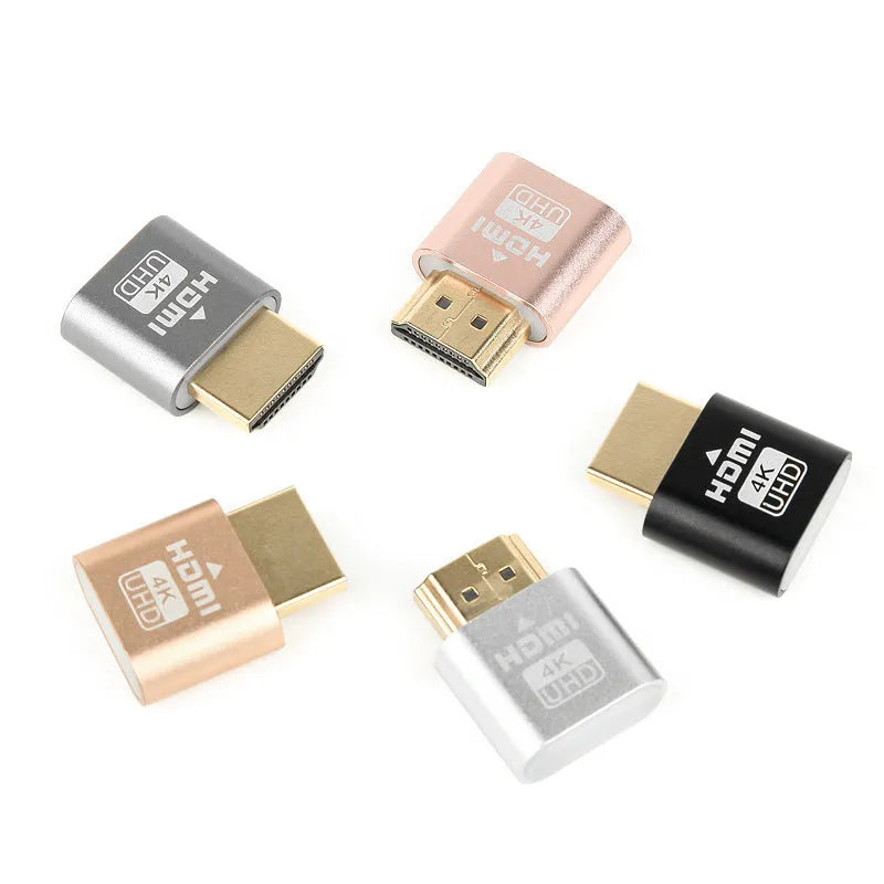 Compact 26.5mm HDMI virtual display dummy plug in a metallic finish for graphics card signal simulation.