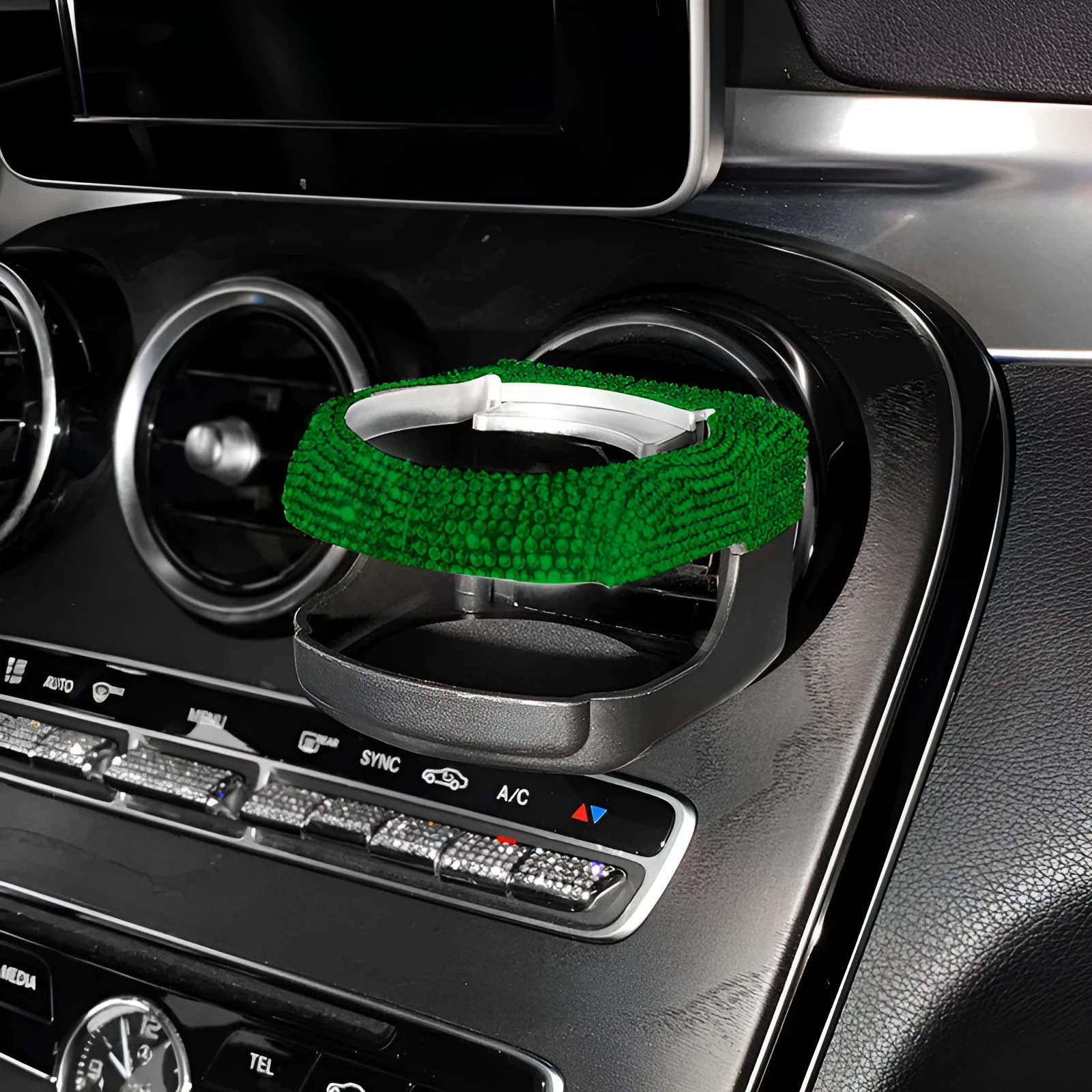 White diamond rhinestone car air vent cup holder and ashtray bracket made of ABS plastic