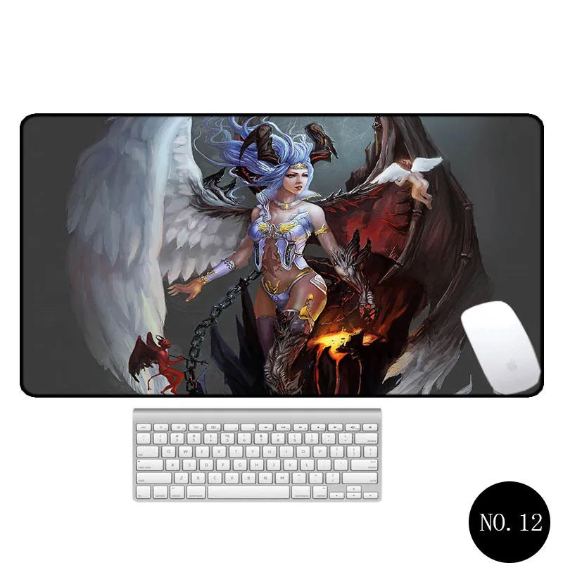 Angel pattern large non-slip mouse pad 300x600mm rubber cloth desk mat with thermal transfer design